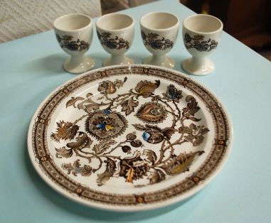 (n-3530/7) Ridgway Ironstone Staffordshire, Jacobean, munapeekrid ja taldrik