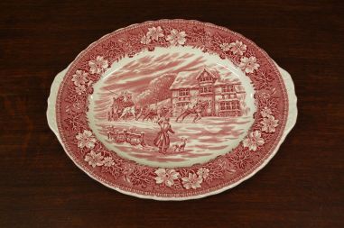 (n-5983/5) Royal tudor Ware Staffordshire, Coaching Taverns 1828, suur ovaalne vaagen